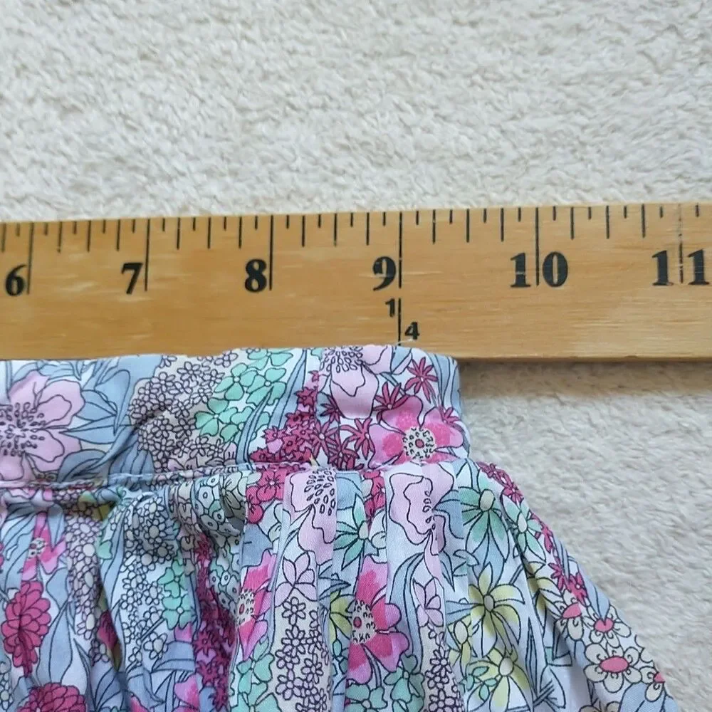 Jacadi Paris Skirt Girls 4A 104 Multicolor Floral Lined Cotton Flare A Line